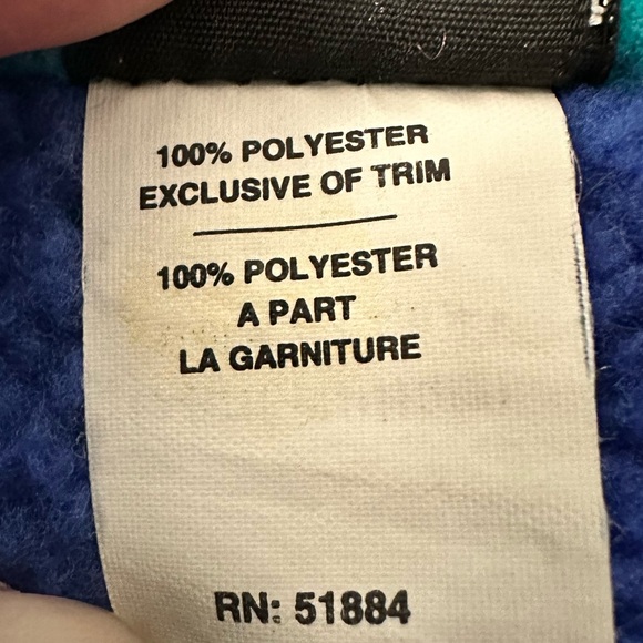 Patagonia Jacket Fleece Hooded Full Zip Blue Green Colorblock Vintage 90’s 24 mo - Picture 4 of 10